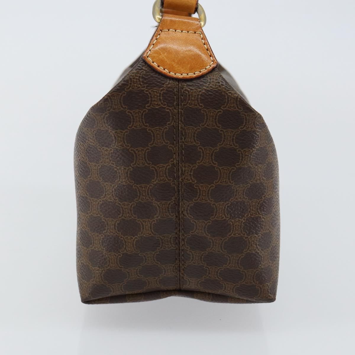 CELINE Macadam Canvas Hand Bag PVC Leather Brown Gold Auth 143726