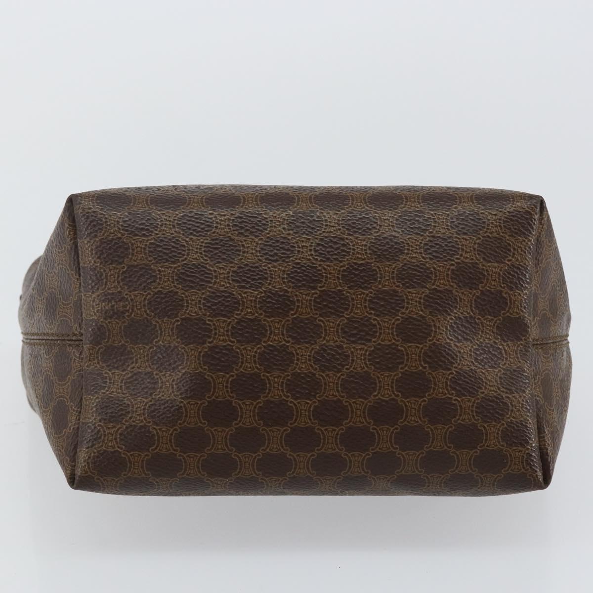 CELINE Macadam Canvas Hand Bag PVC Leather Brown Gold Auth 143726