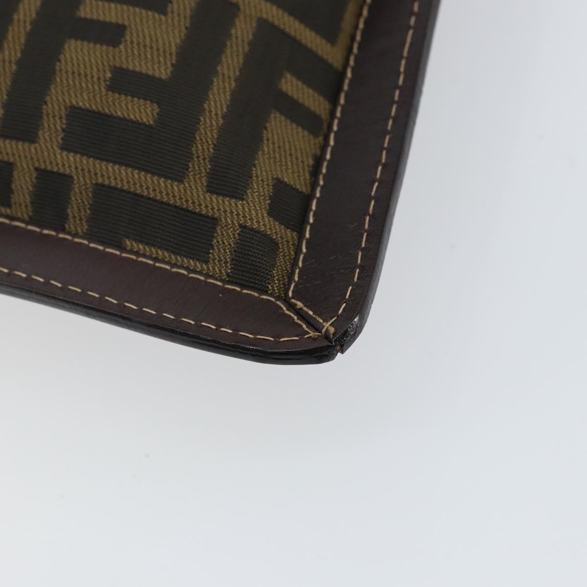 FENDI Zucca Canvas Clutch Bag Black Brown Auth 143727