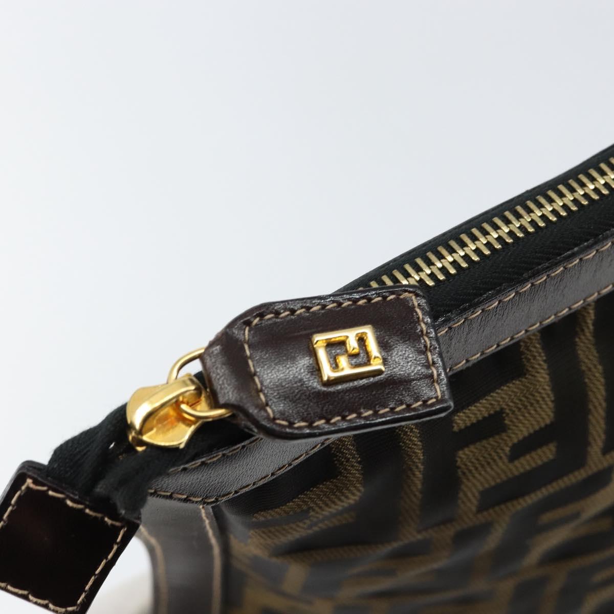 FENDI Zucca Canvas Clutch Bag Black Brown Auth 143727