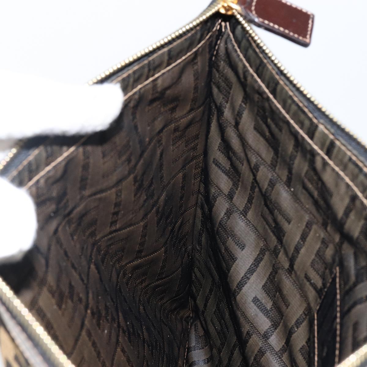 FENDI Zucca Canvas Clutch Bag Black Brown Auth 143727