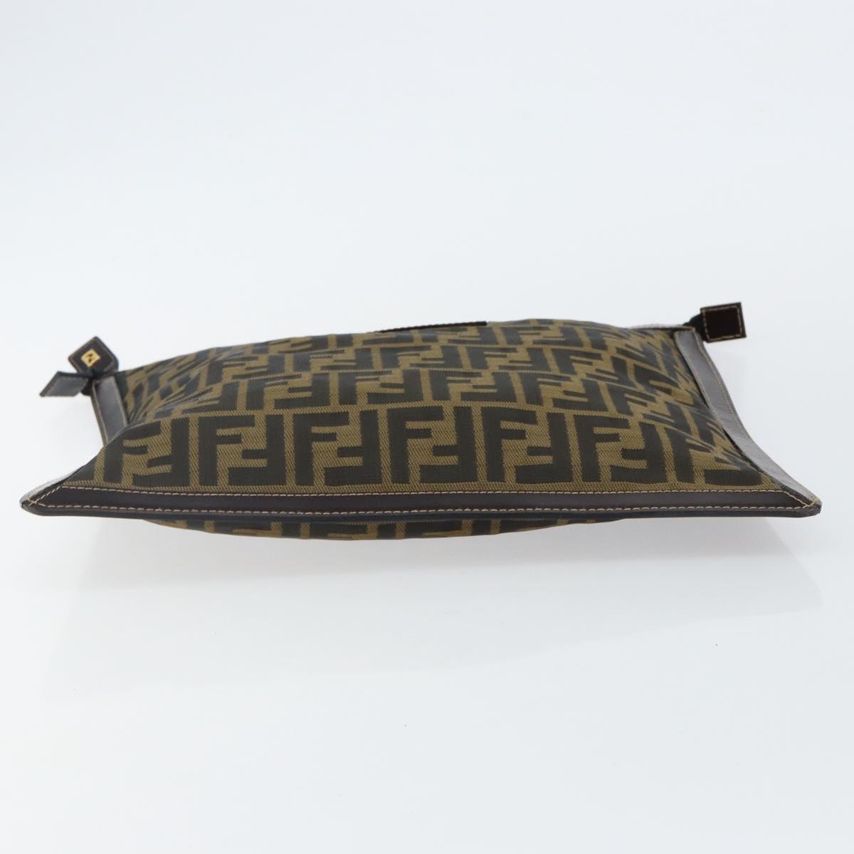 FENDI Zucca Canvas Clutch Bag Black Brown Auth 143727