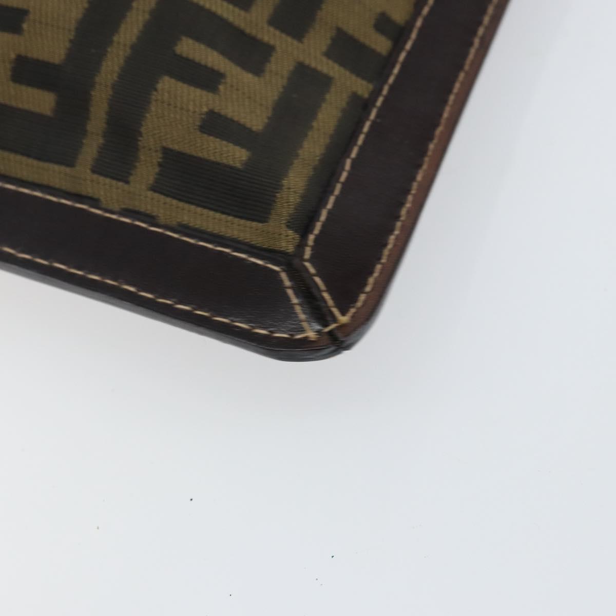 FENDI Zucca Canvas Clutch Bag Black Brown Auth 143727
