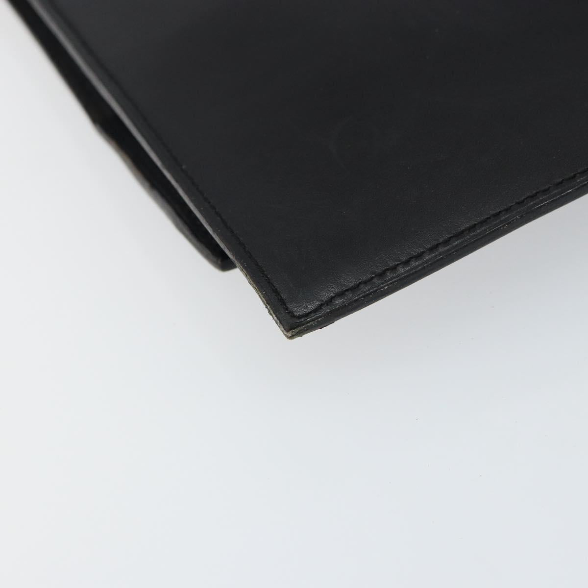 Christian Dior Clutch Bag Leather Black Gold Auth 143761