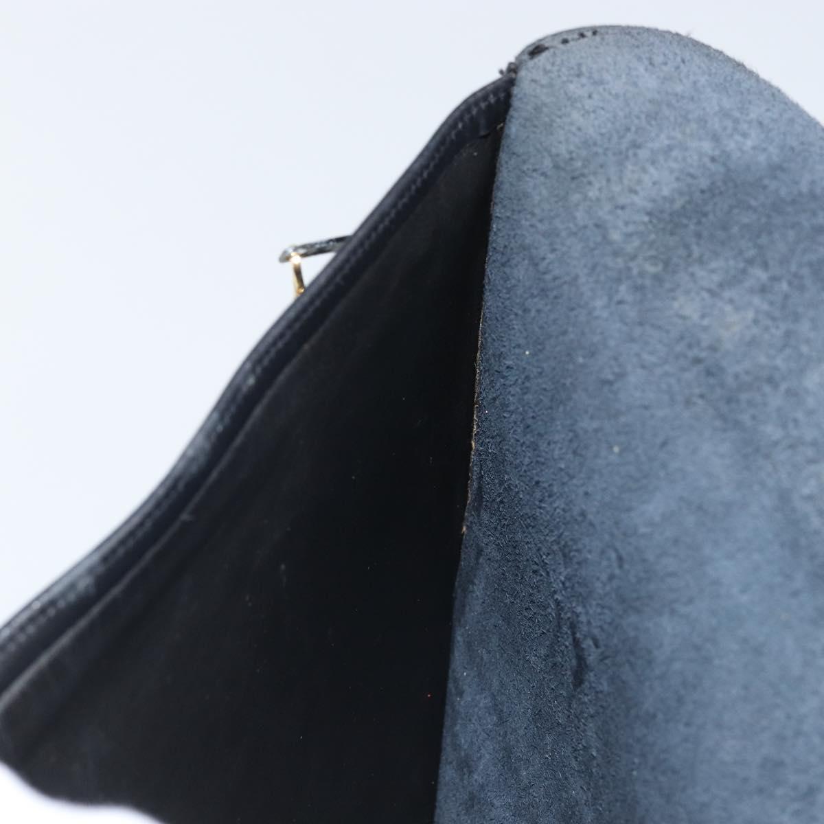 Christian Dior Clutch Bag Leather Black Gold Auth 143761