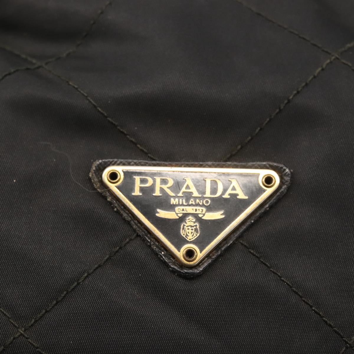 PRADA Chain Shoulder Bag Nylon Black Gold Auth 143765