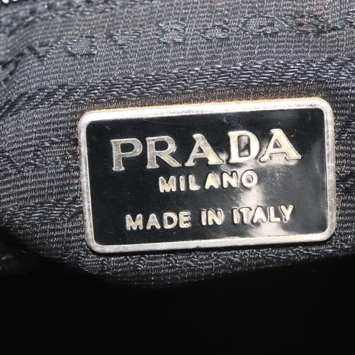 PRADA Chain Shoulder Bag Nylon Black Gold Auth 143765