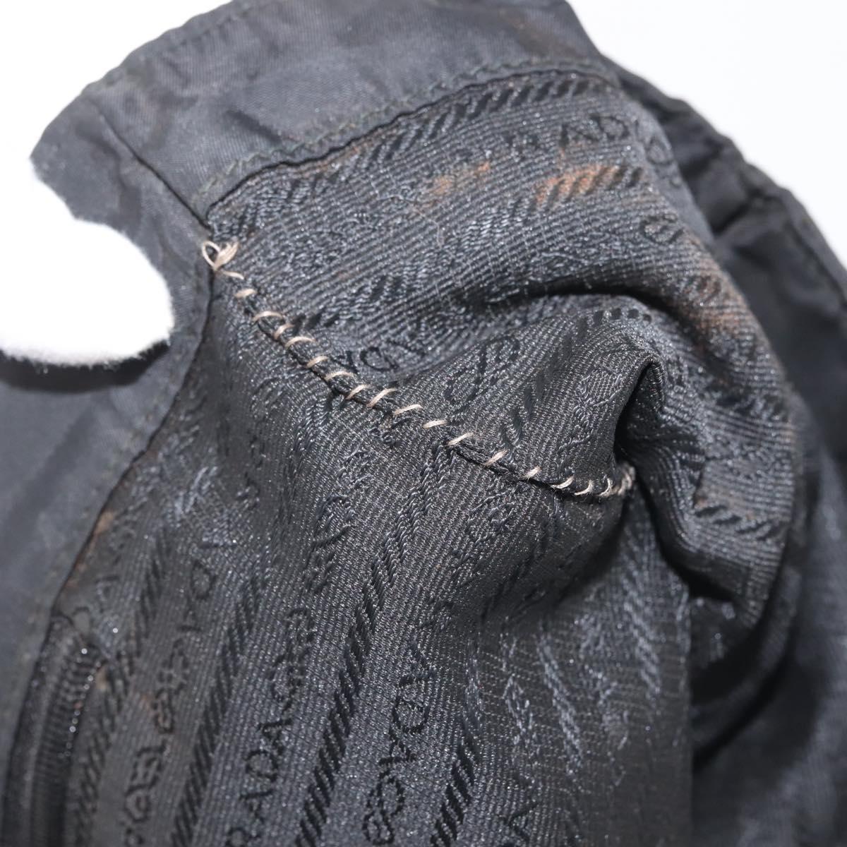 PRADA Chain Shoulder Bag Nylon Black Gold Auth 143765