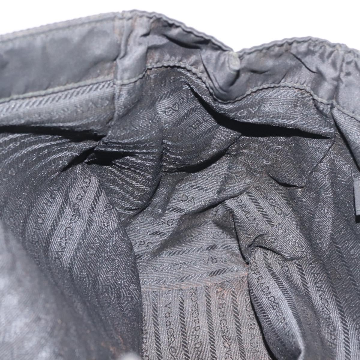 PRADA Chain Shoulder Bag Nylon Black Gold Auth 143765