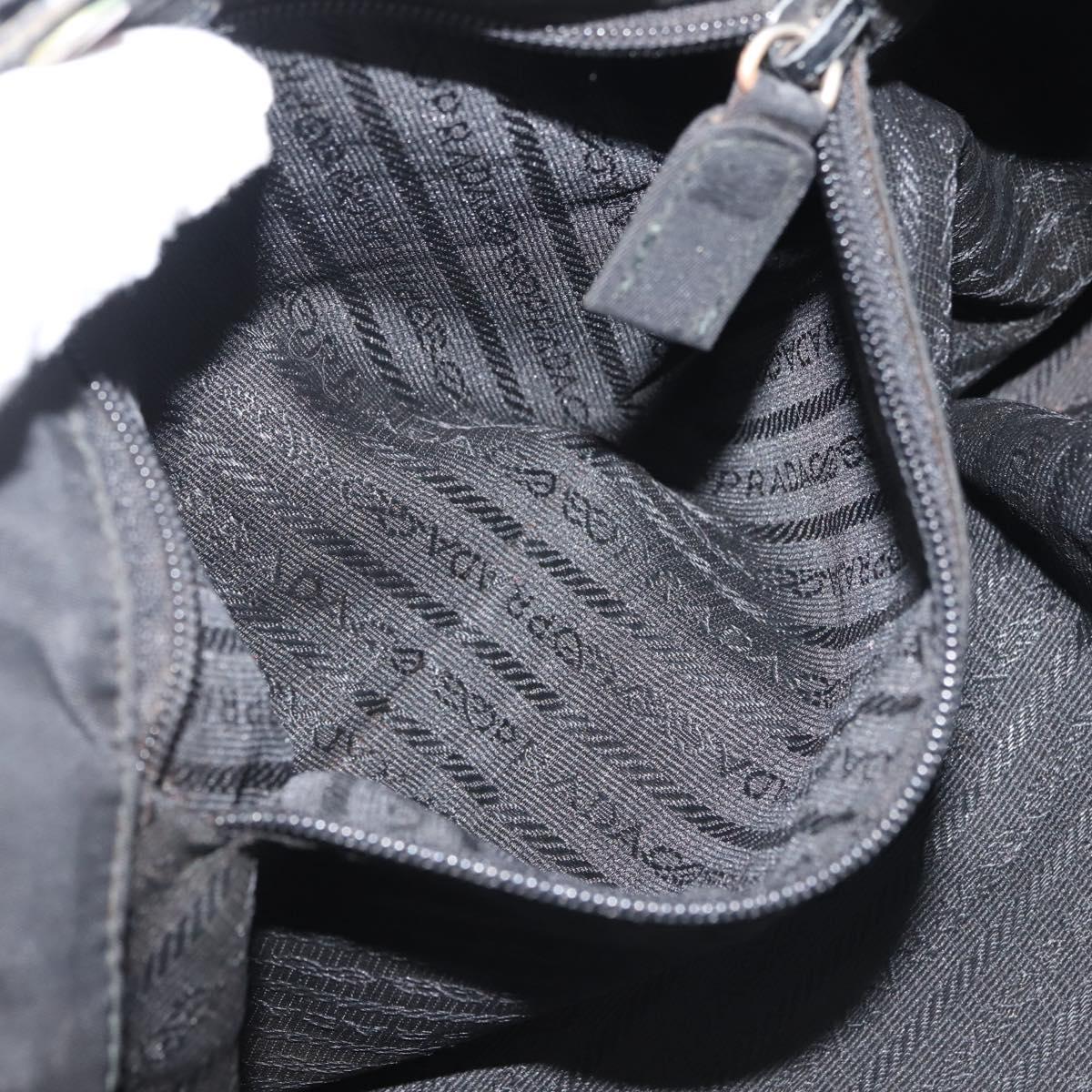 PRADA Chain Shoulder Bag Nylon Black Gold Auth 143765