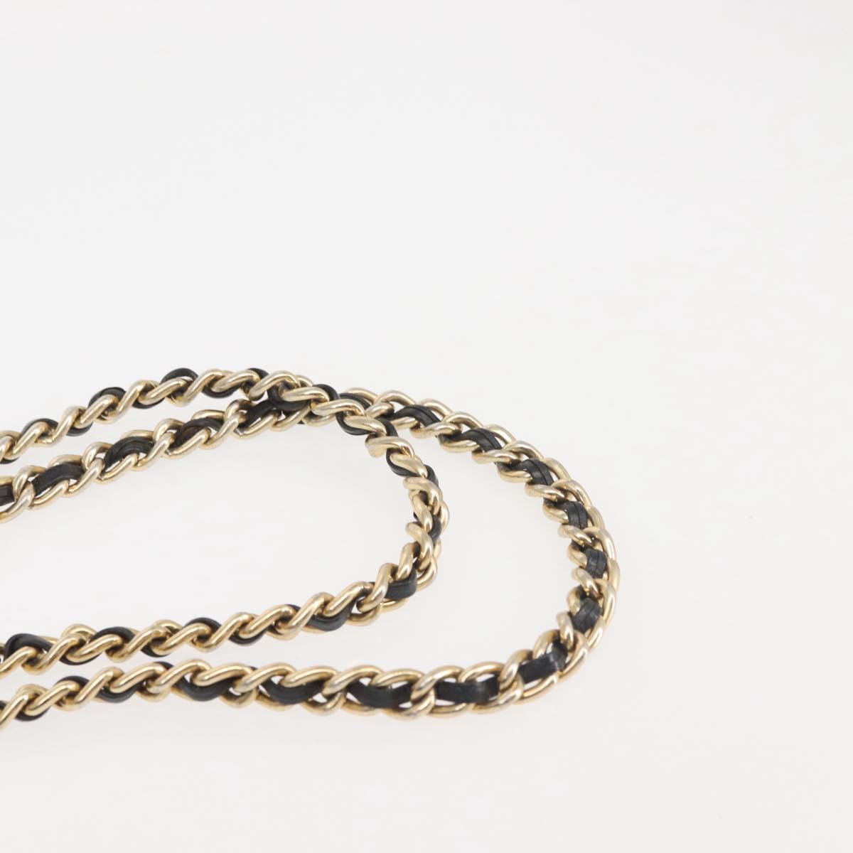 PRADA Chain Shoulder Bag Nylon Black Gold Auth 143765