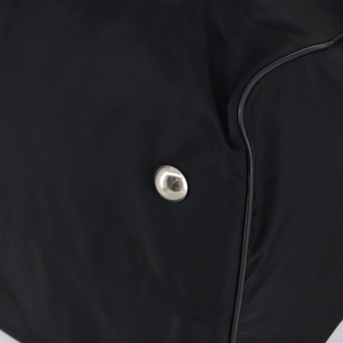 PRADA Boston Bag Nylon Black Silver Auth 143769