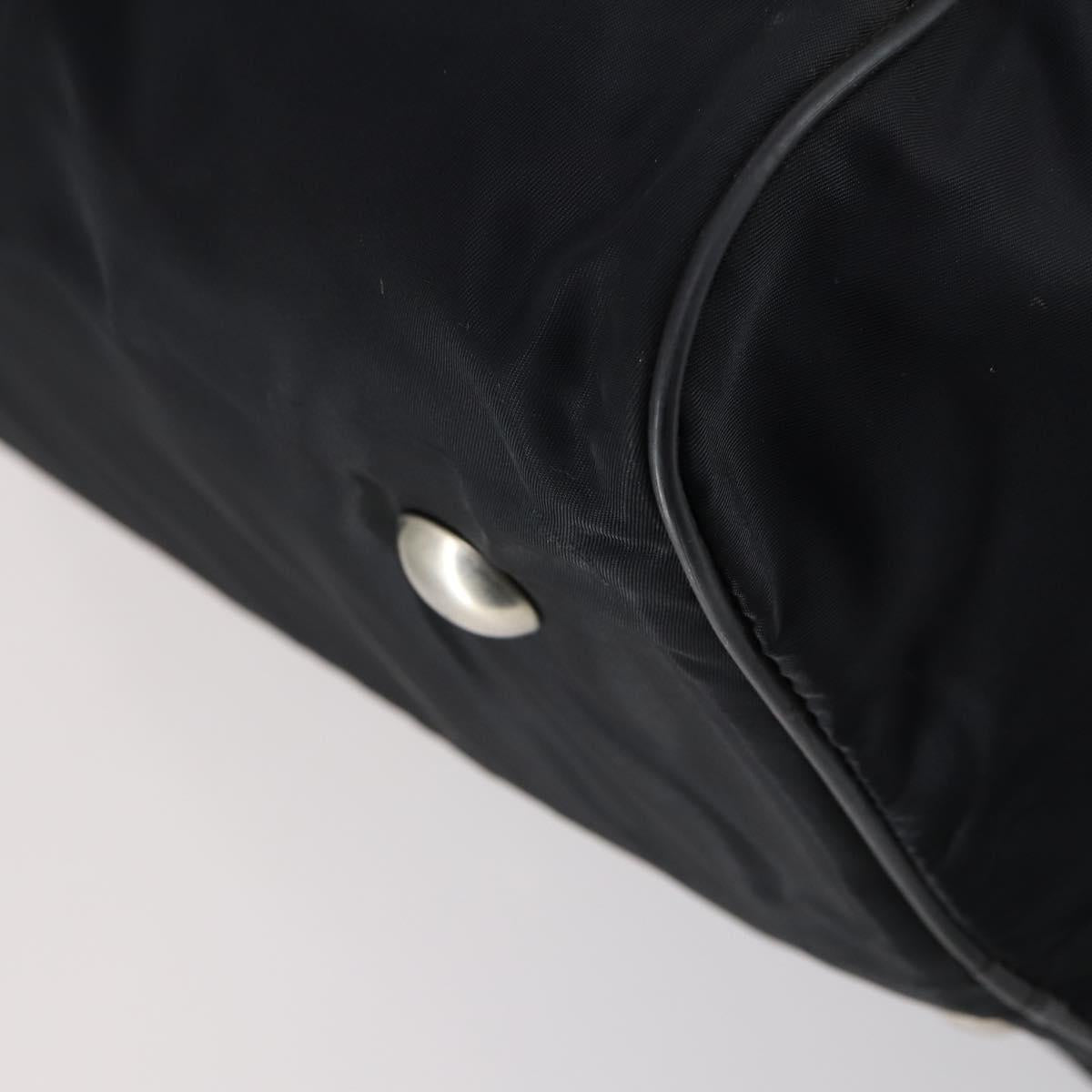 PRADA Boston Bag Nylon Black Silver Auth 143769