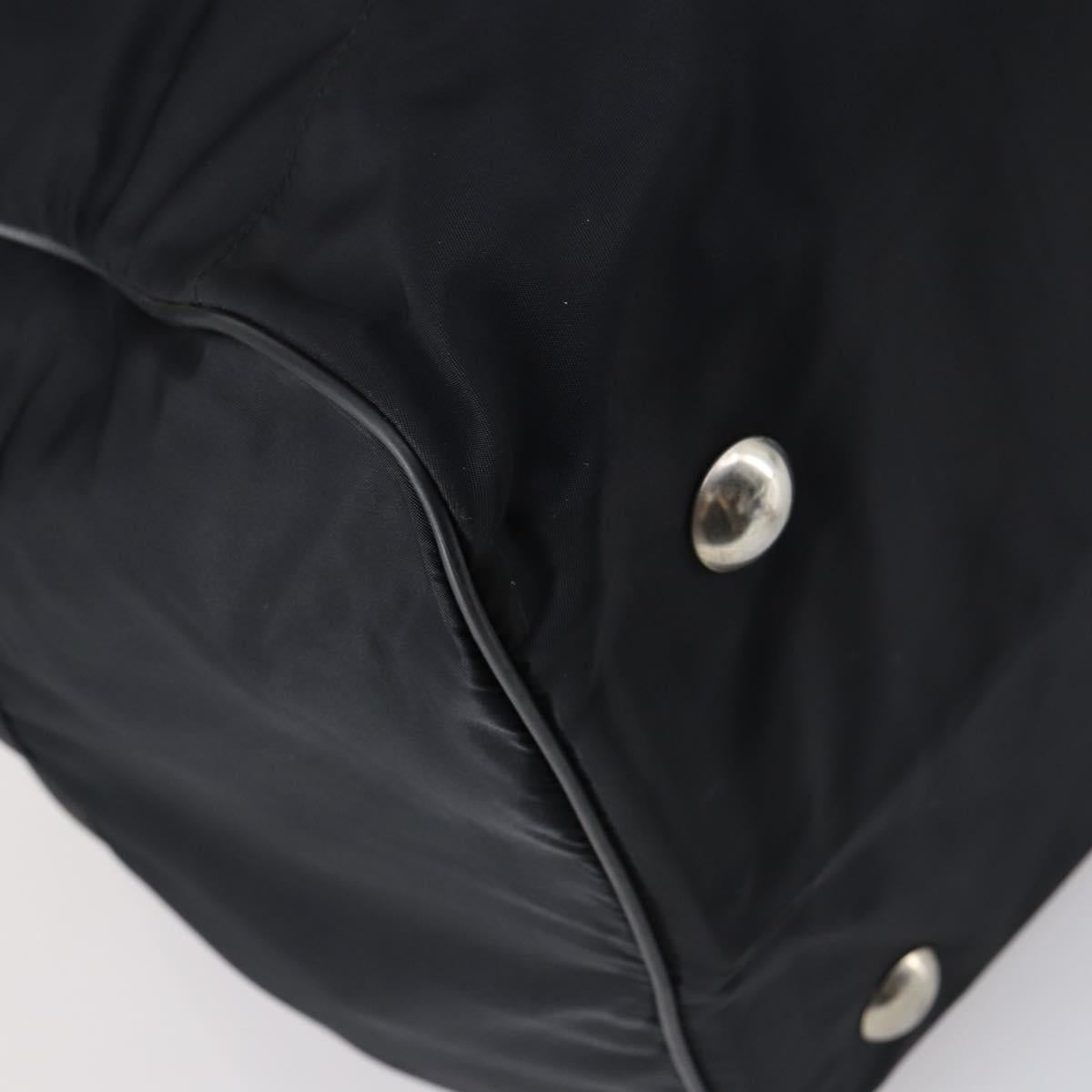 PRADA Boston Bag Nylon Black Silver Auth 143769