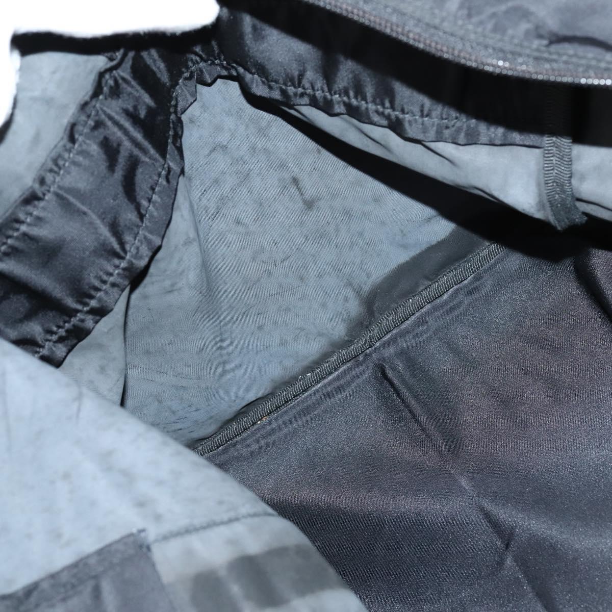 PRADA Boston Bag Nylon Black Silver Auth 143769