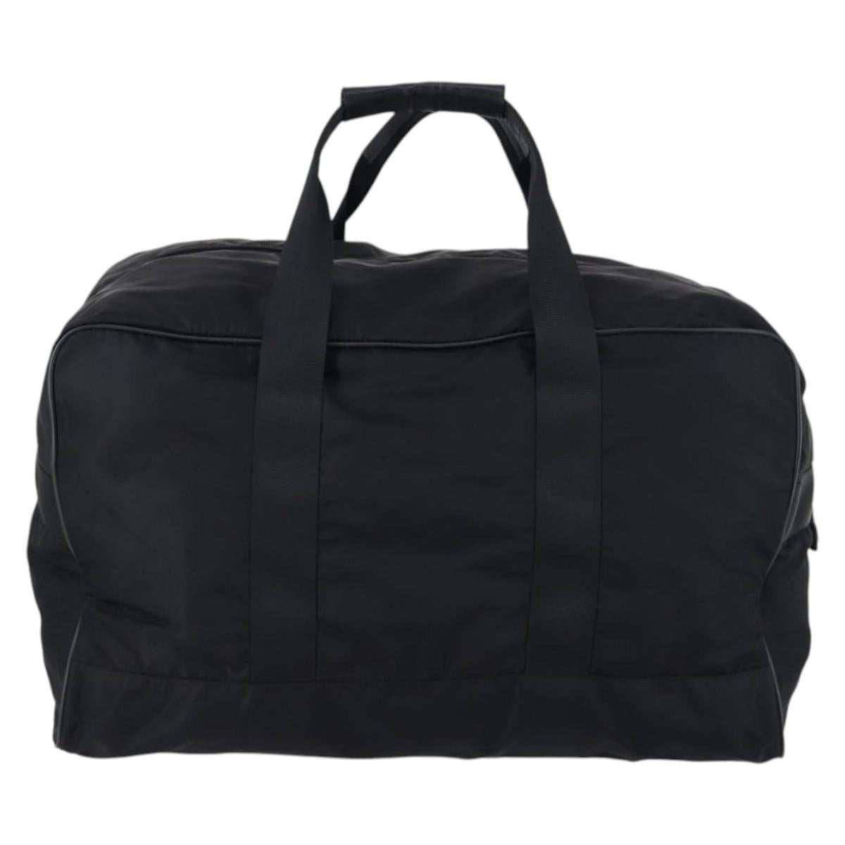 PRADA Boston Bag Nylon Black Silver Auth 143769