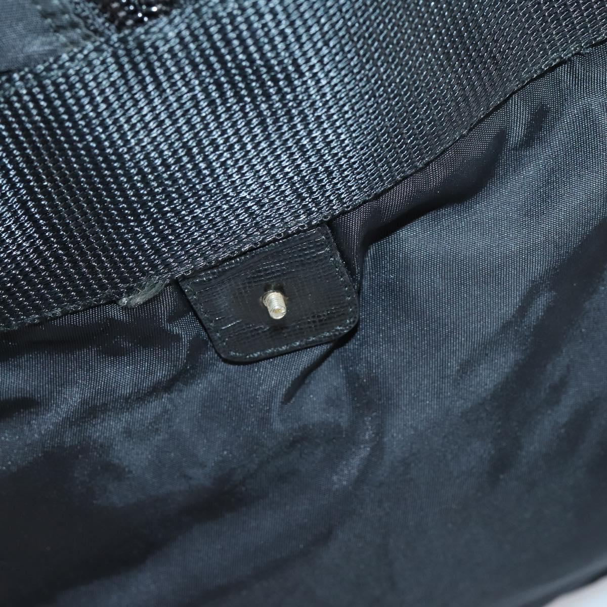 PRADA Boston Bag Nylon Black Silver Auth 143769