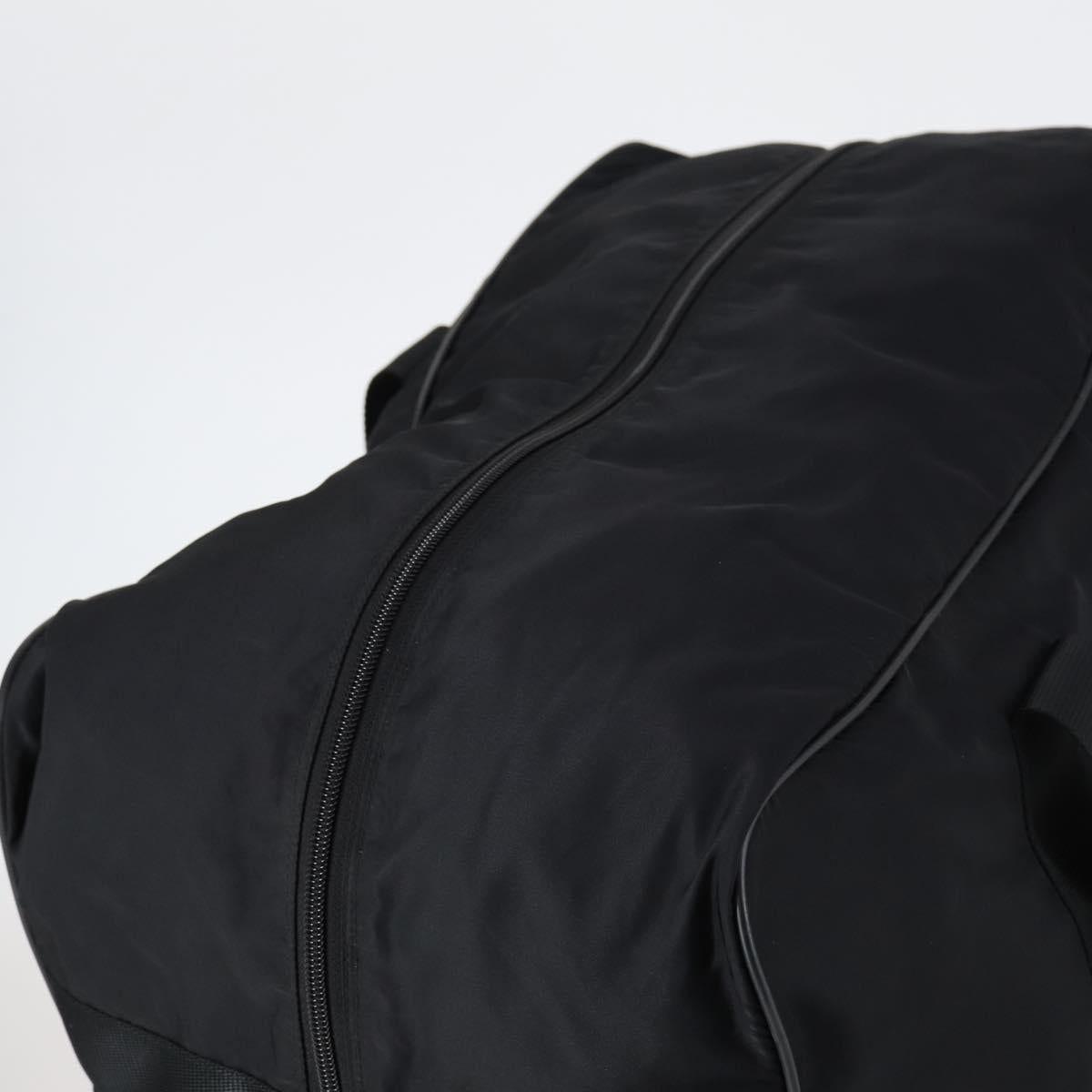 PRADA Boston Bag Nylon Black Silver Auth 143769