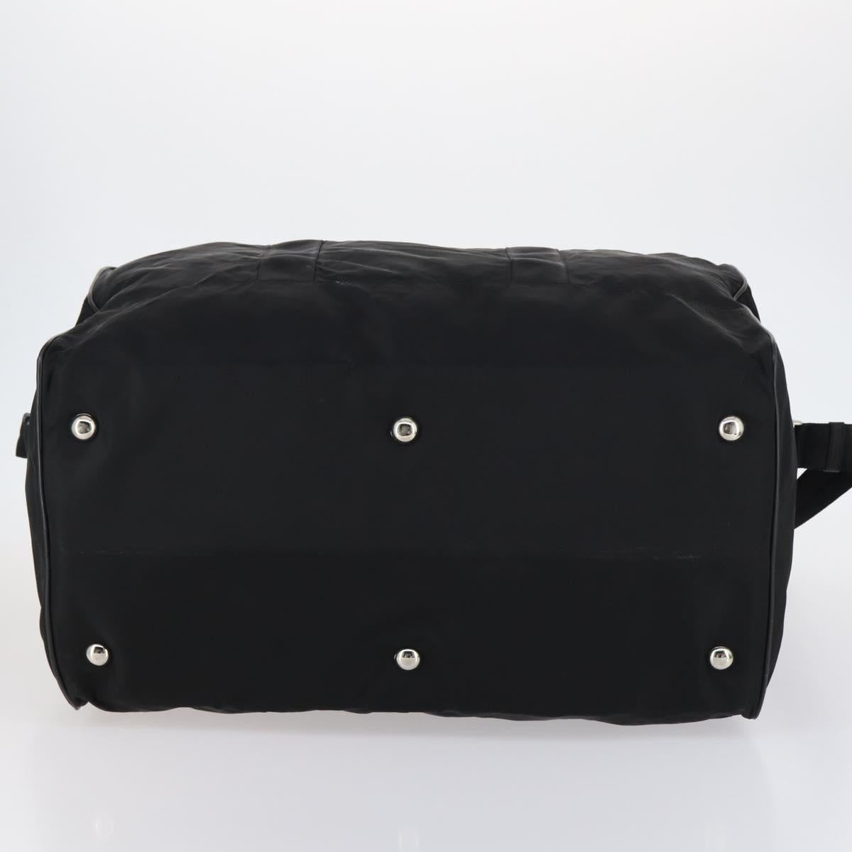 PRADA Boston Bag Nylon 2way Black Silver Auth 143770