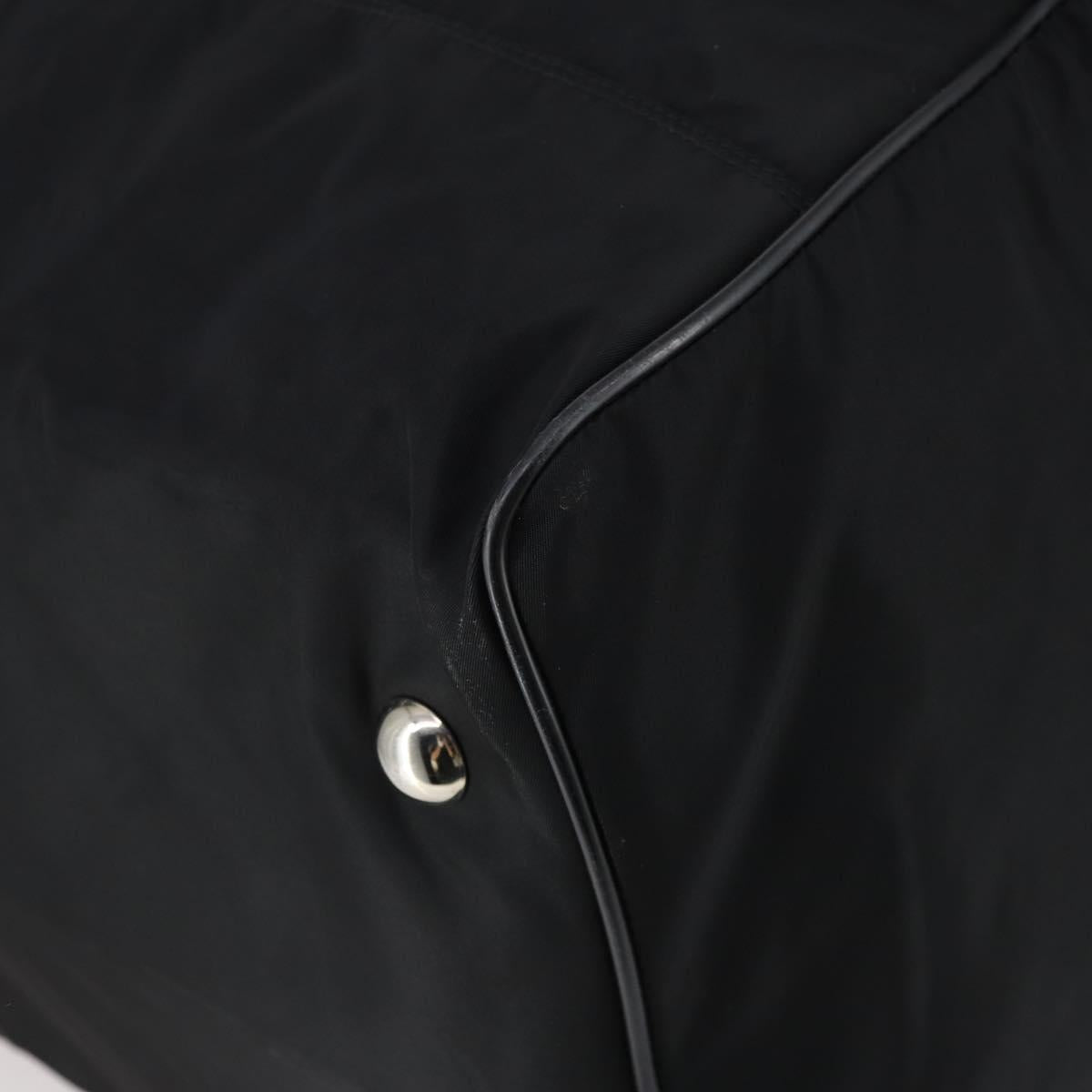 PRADA Boston Bag Nylon 2way Black Silver Auth 143770