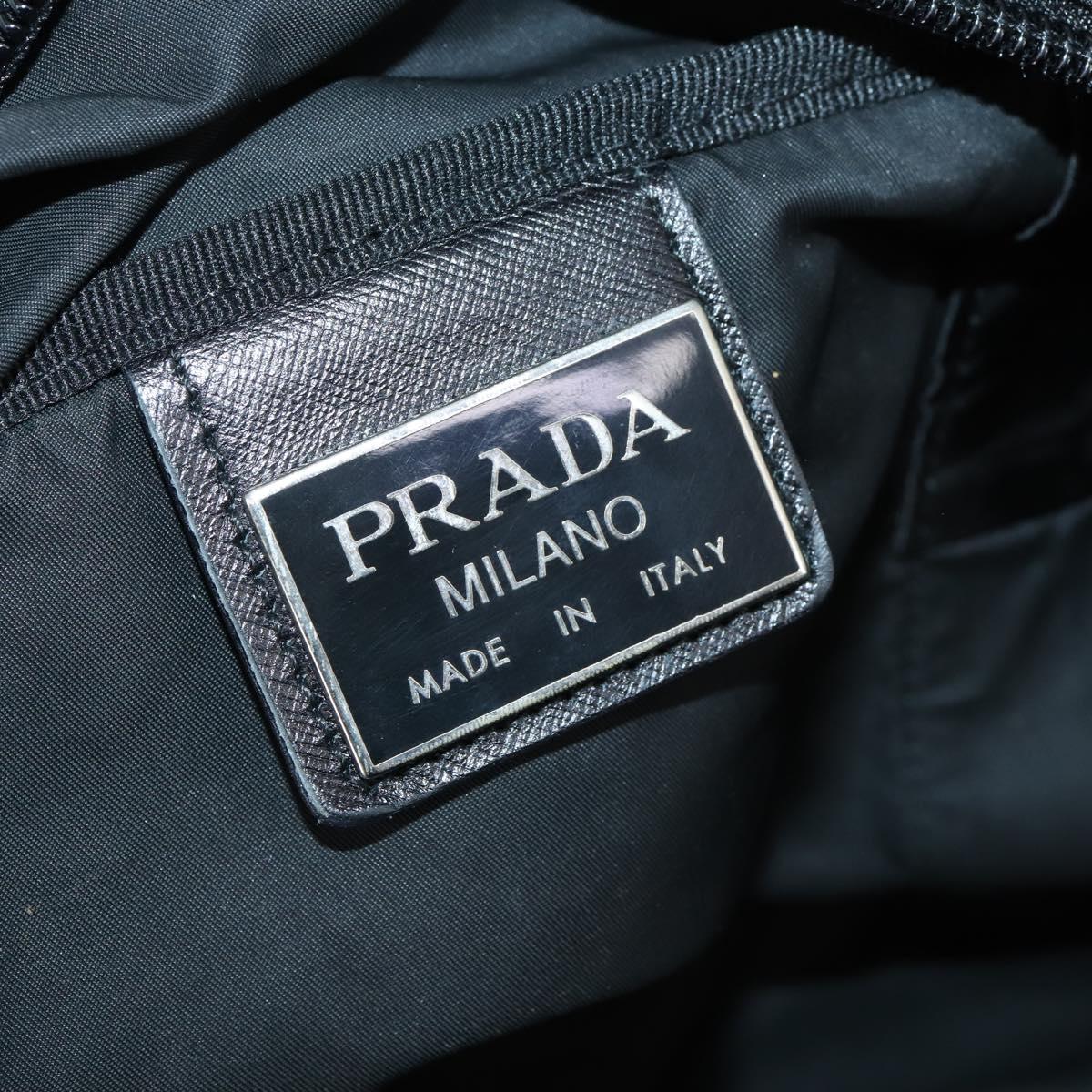 PRADA Boston Bag Nylon 2way Black Silver Auth 143770