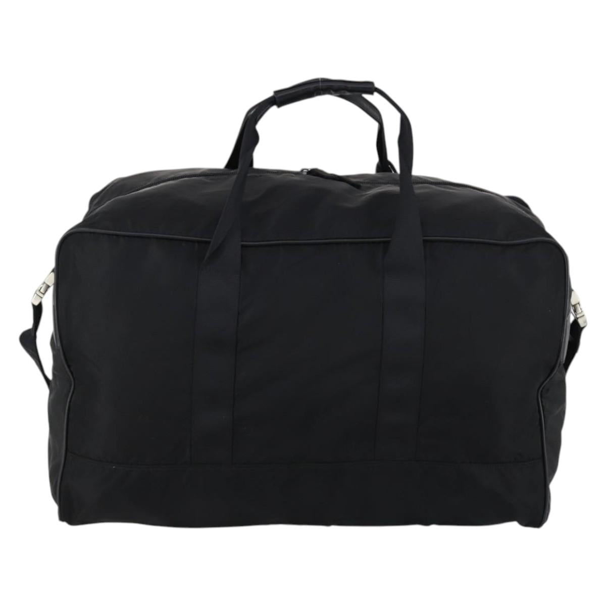 PRADA Boston Bag Nylon 2way Black Silver Auth 143770