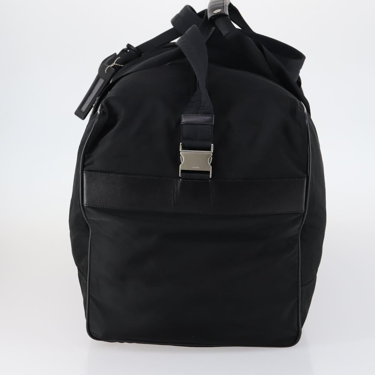 PRADA Boston Bag Nylon 2way Black Silver Auth 143770