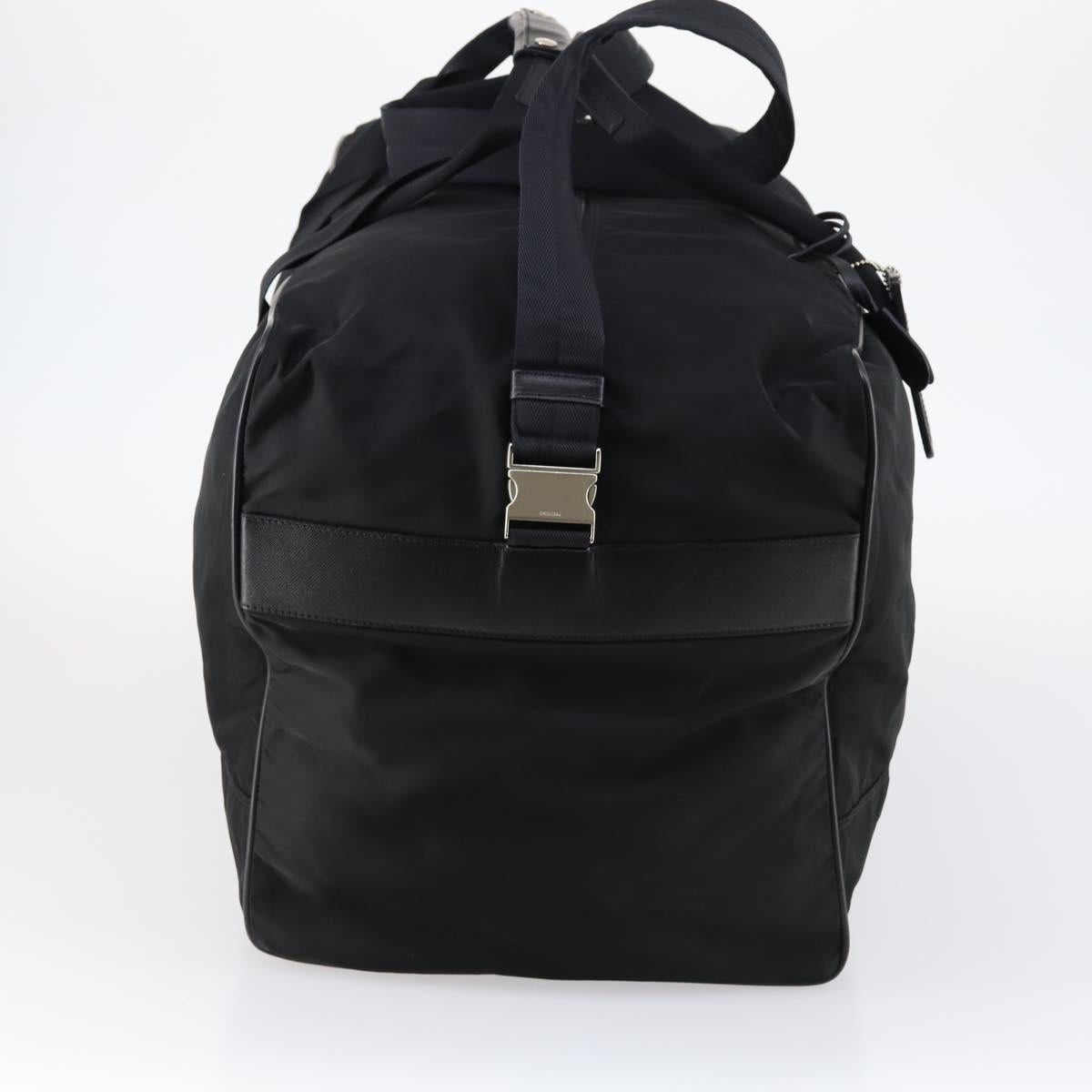 PRADA Boston Bag Nylon 2way Black Silver Auth 143770