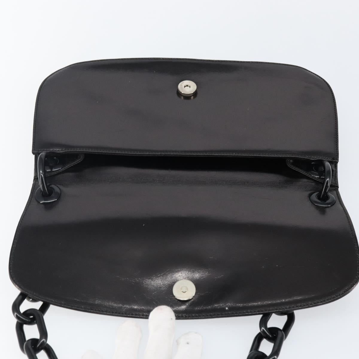 PRADA Chain Shoulder Bag Leather Black Auth 143771