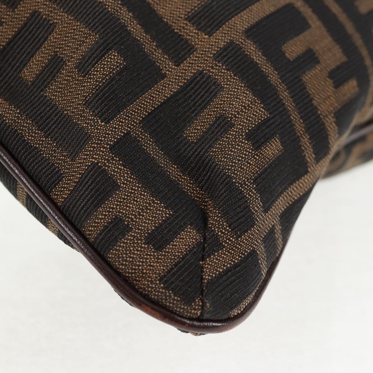 FENDI Zucca Canvas Shoulder Bag Black Brown Auth 143776V