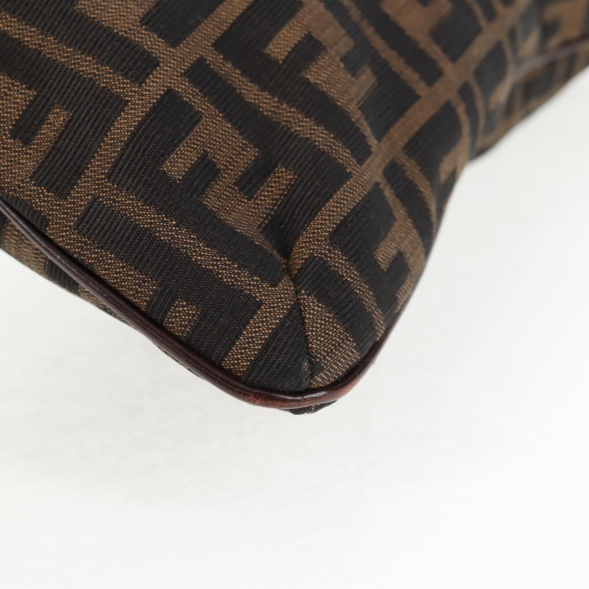 FENDI Zucca Canvas Shoulder Bag Black Brown Auth 143776V