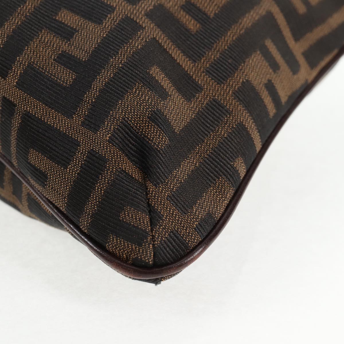 FENDI Zucca Canvas Shoulder Bag Black Brown Auth 143776V