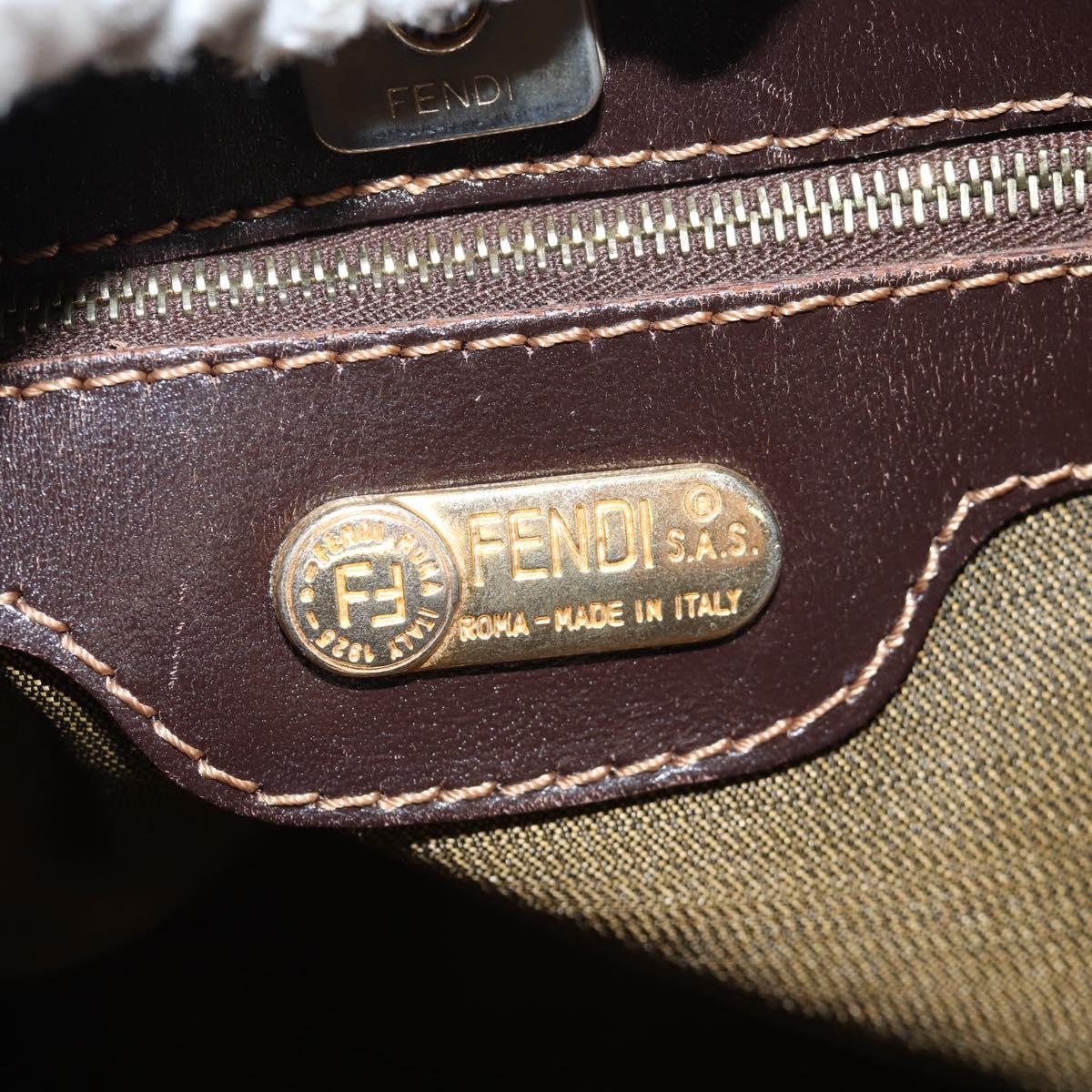 FENDI Zucca Canvas Shoulder Bag Black Brown Auth 143776V