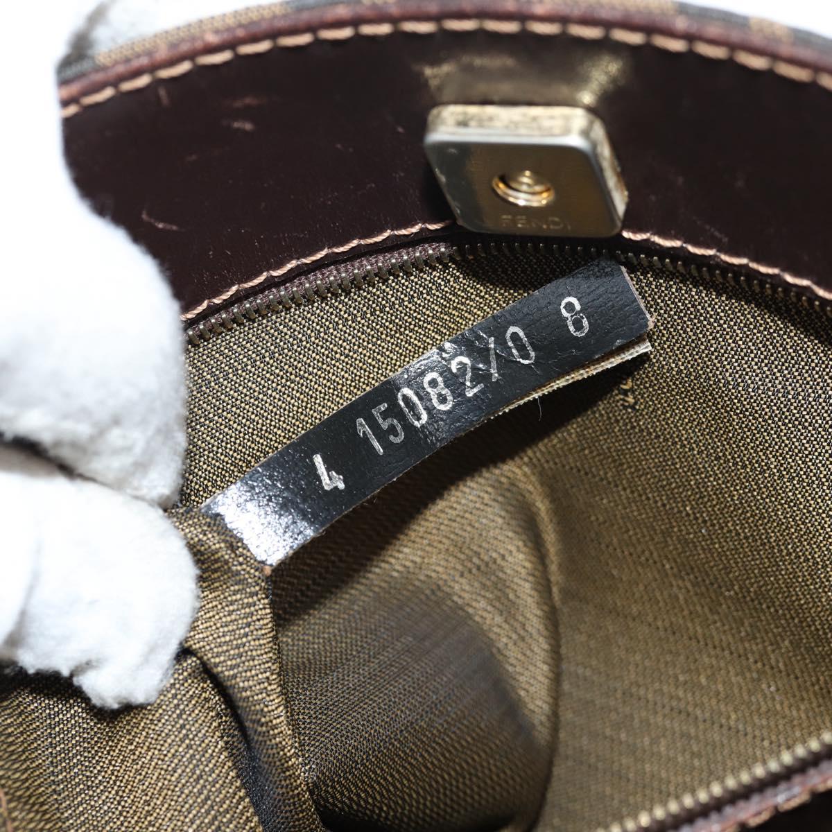 FENDI Zucca Canvas Shoulder Bag Black Brown Auth 143776V