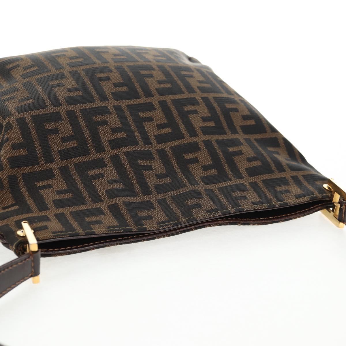 FENDI Zucca Canvas Shoulder Bag Black Brown Auth 143776V