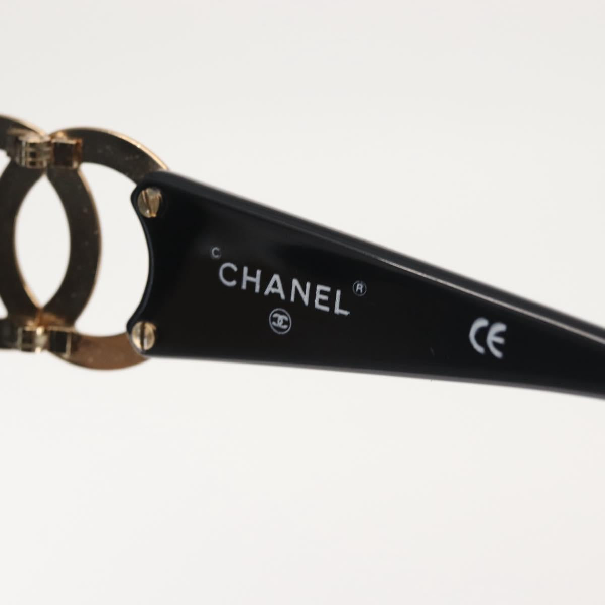 CHANEL COCO Mark Sunglasses Plastic Black CC Auth 143784