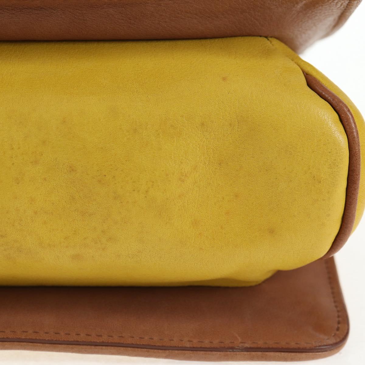 BOTTEGA VENETA INTRECCIATO Hand Bag Leather Outlet Yellow Silver Auth 143785V
