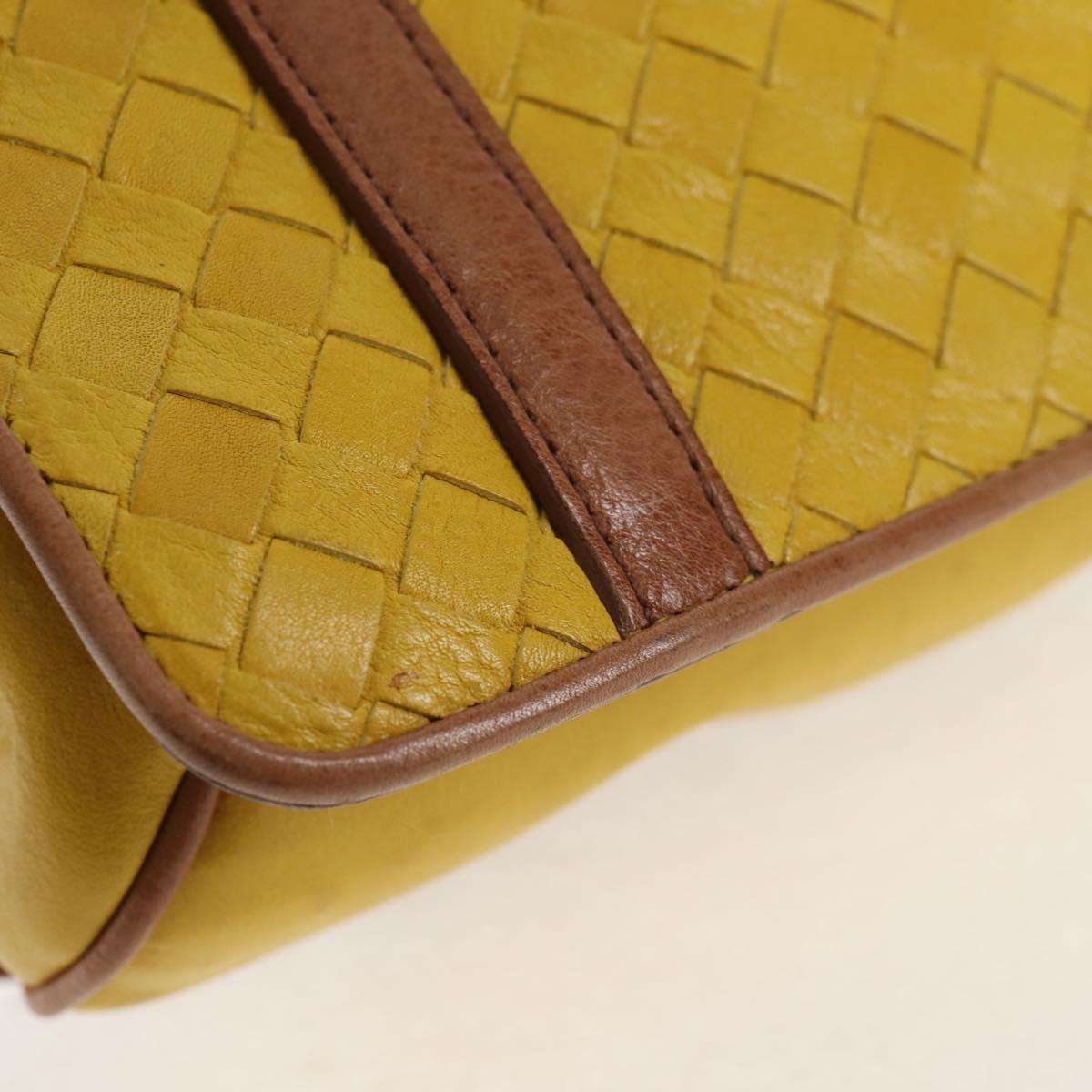 BOTTEGA VENETA INTRECCIATO Hand Bag Leather Outlet Yellow Silver Auth 143785V