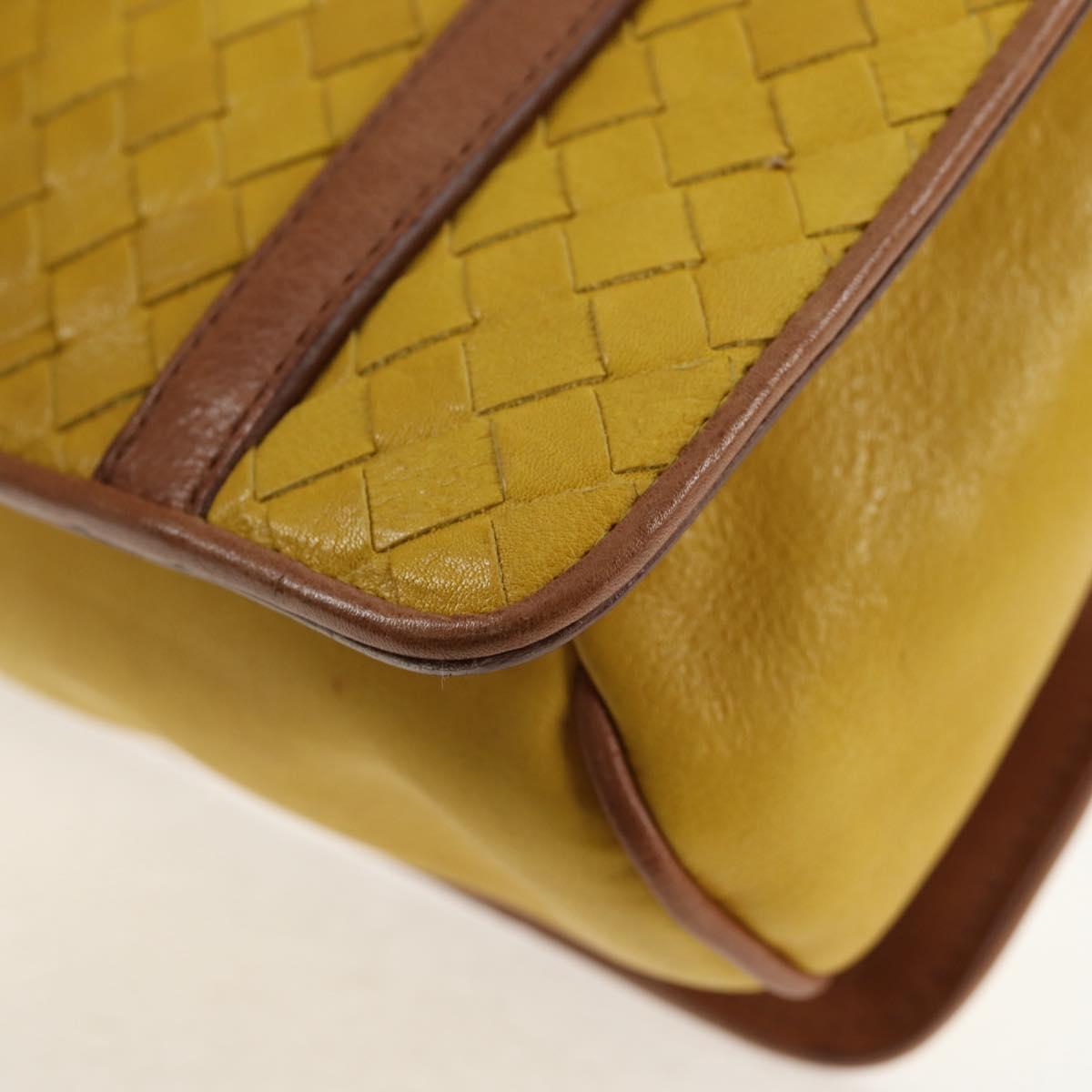 BOTTEGA VENETA INTRECCIATO Hand Bag Leather Outlet Yellow Silver Auth 143785V