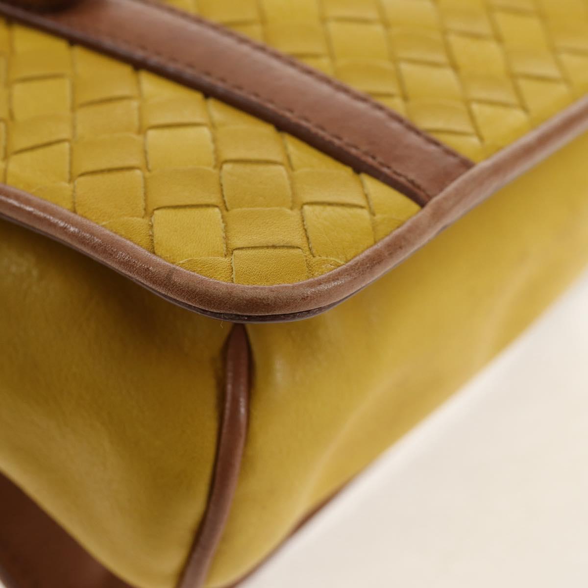 BOTTEGA VENETA INTRECCIATO Hand Bag Leather Outlet Yellow Silver Auth 143785V