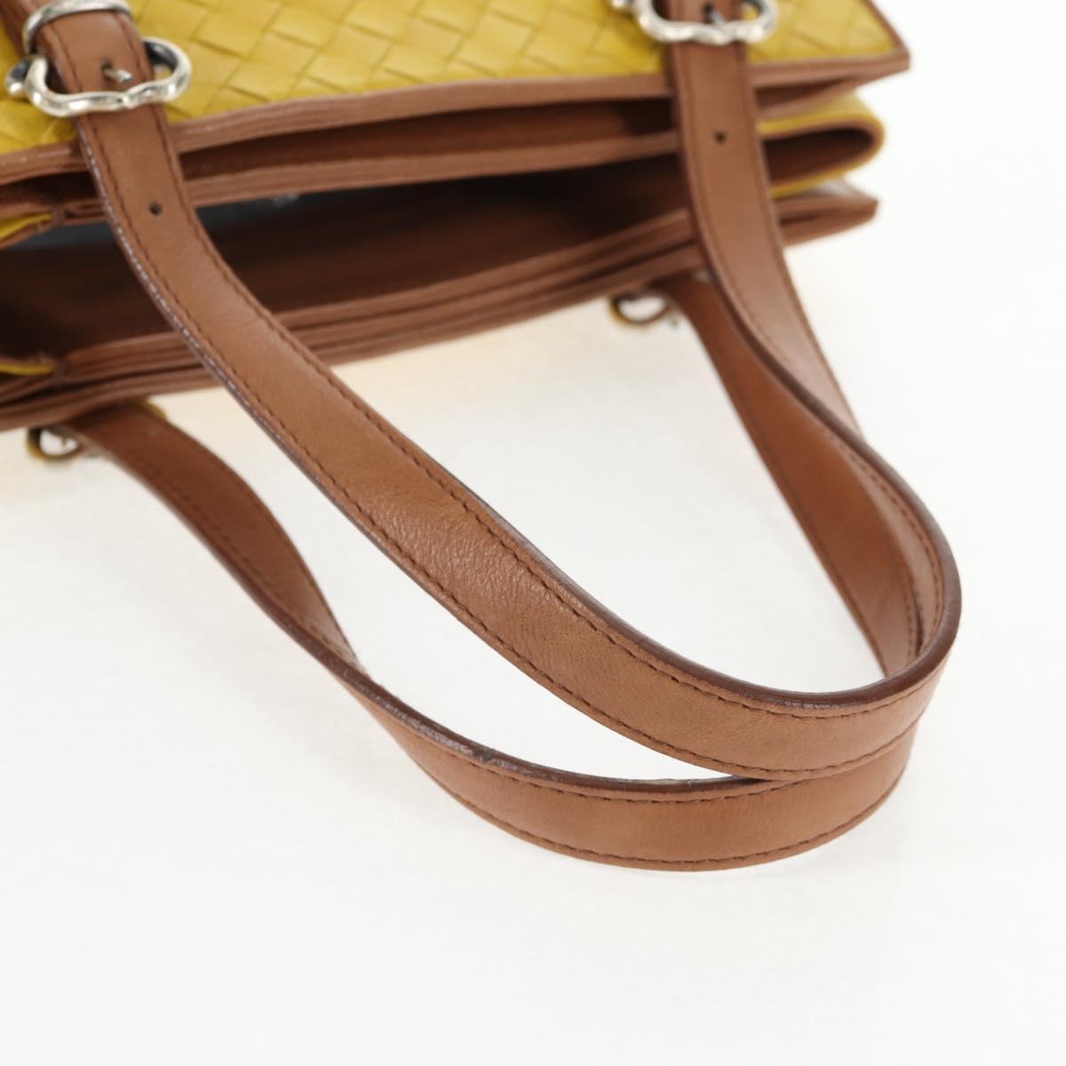 BOTTEGA VENETA INTRECCIATO Hand Bag Leather Outlet Yellow Silver Auth 143785V