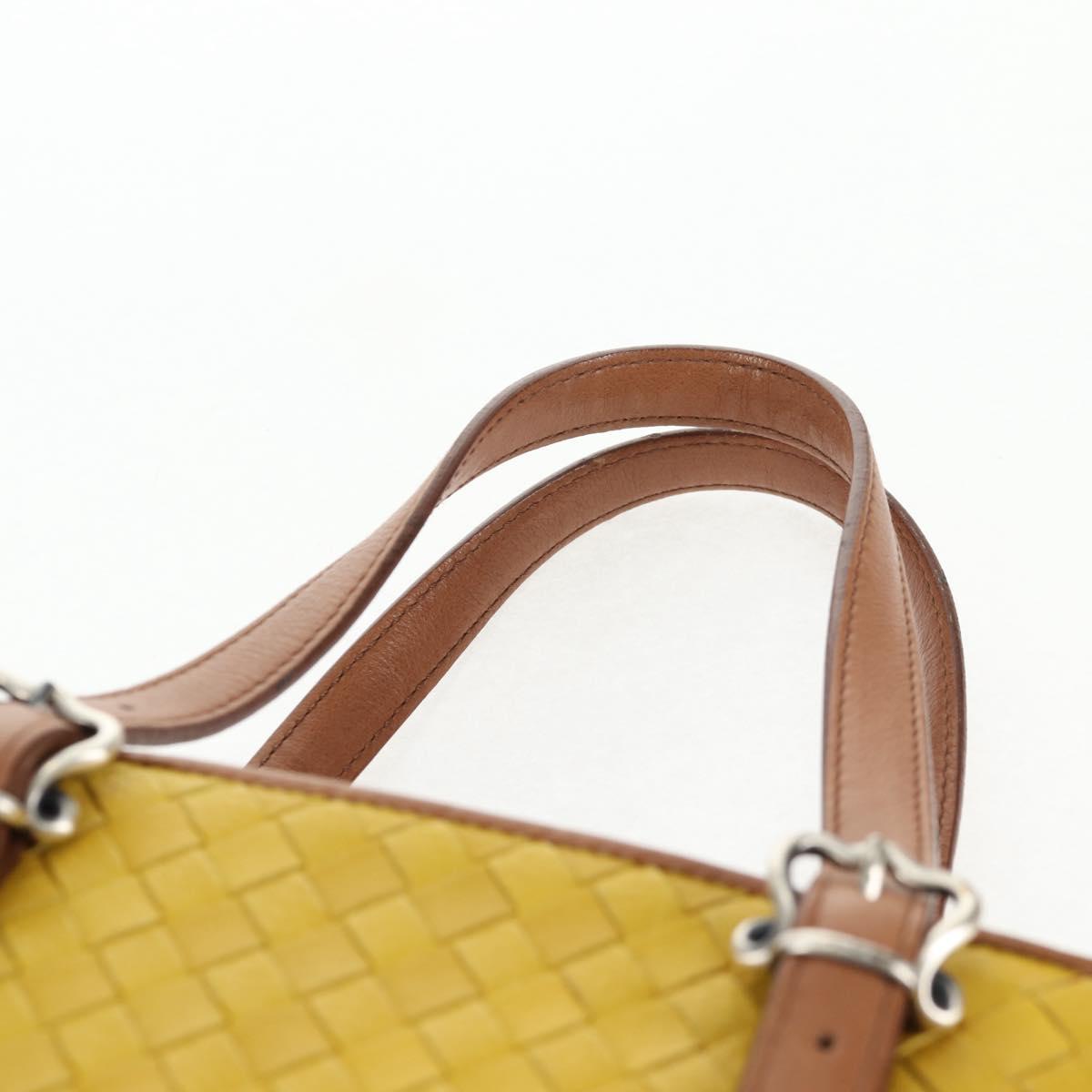 BOTTEGA VENETA INTRECCIATO Hand Bag Leather Outlet Yellow Silver Auth 143785V