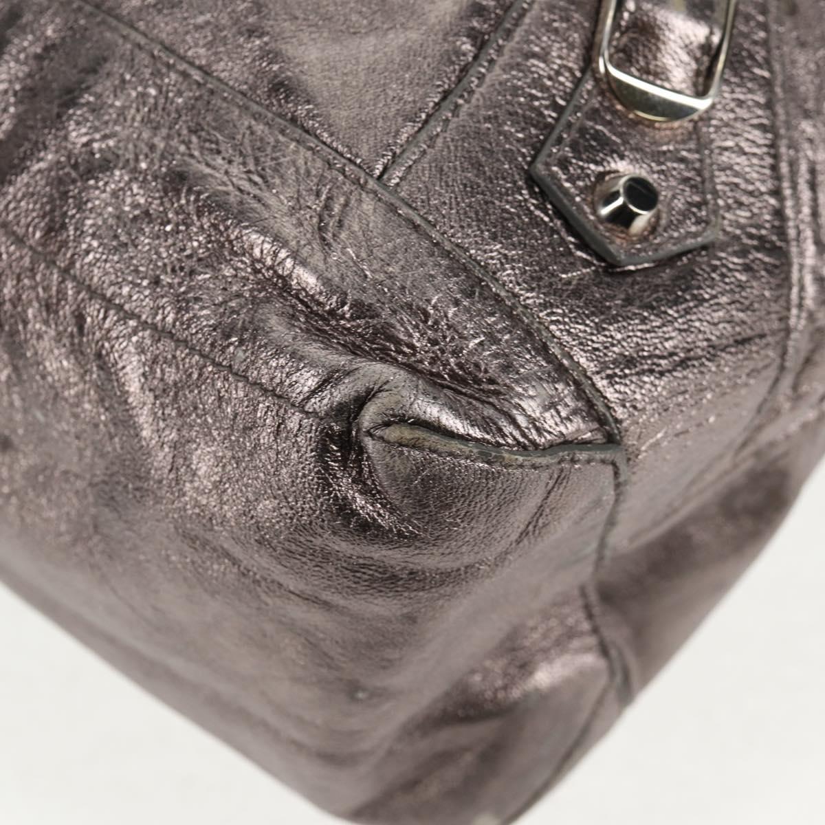 BALENCIAGA The Day Shoulder Bag Leather Silver 140442 Auth 143787V