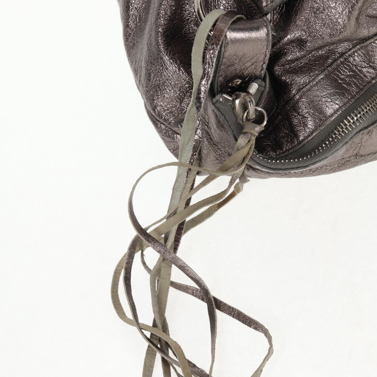 BALENCIAGA The Day Shoulder Bag Leather Silver 140442 Auth 143787V