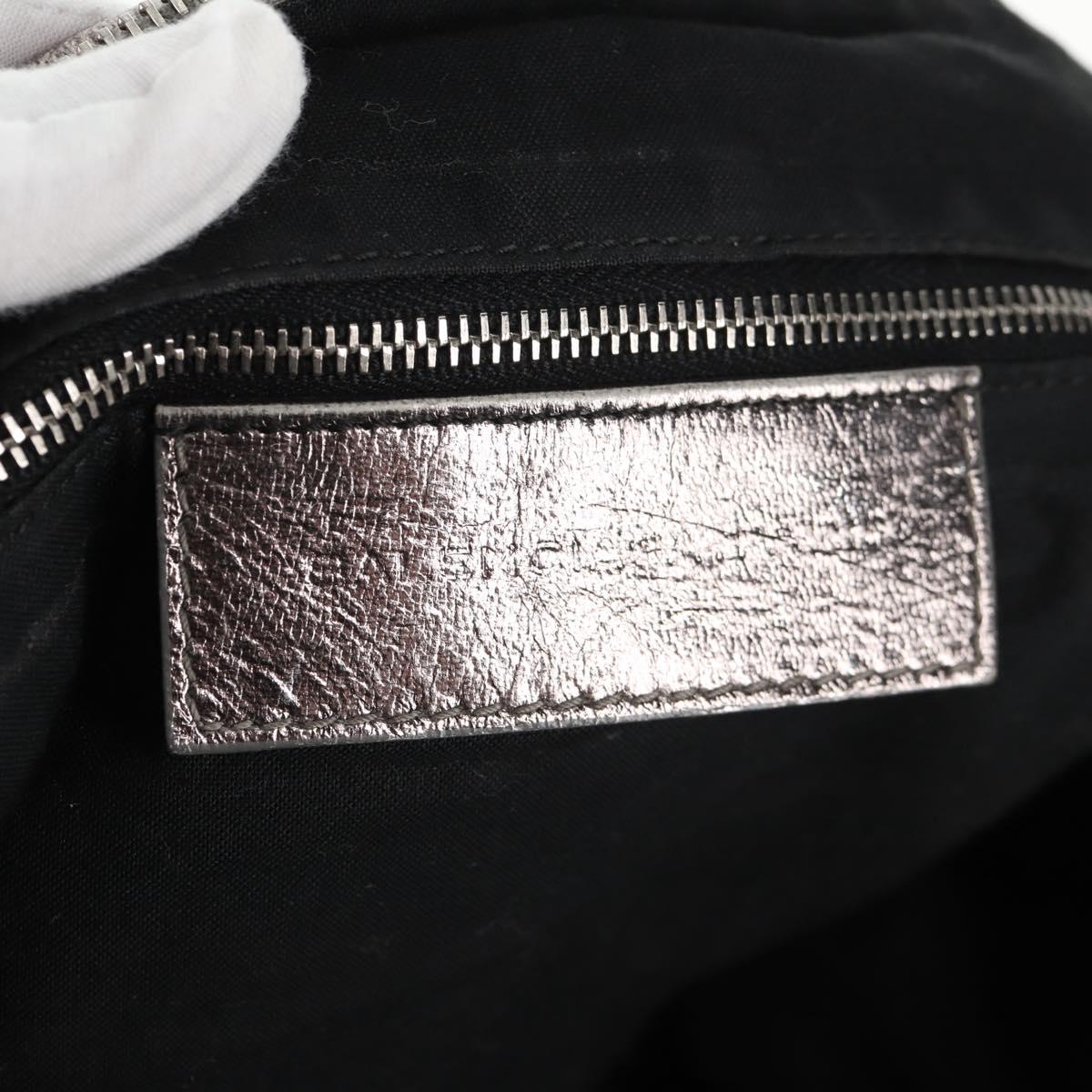 BALENCIAGA The Day Shoulder Bag Leather Silver 140442 Auth 143787V