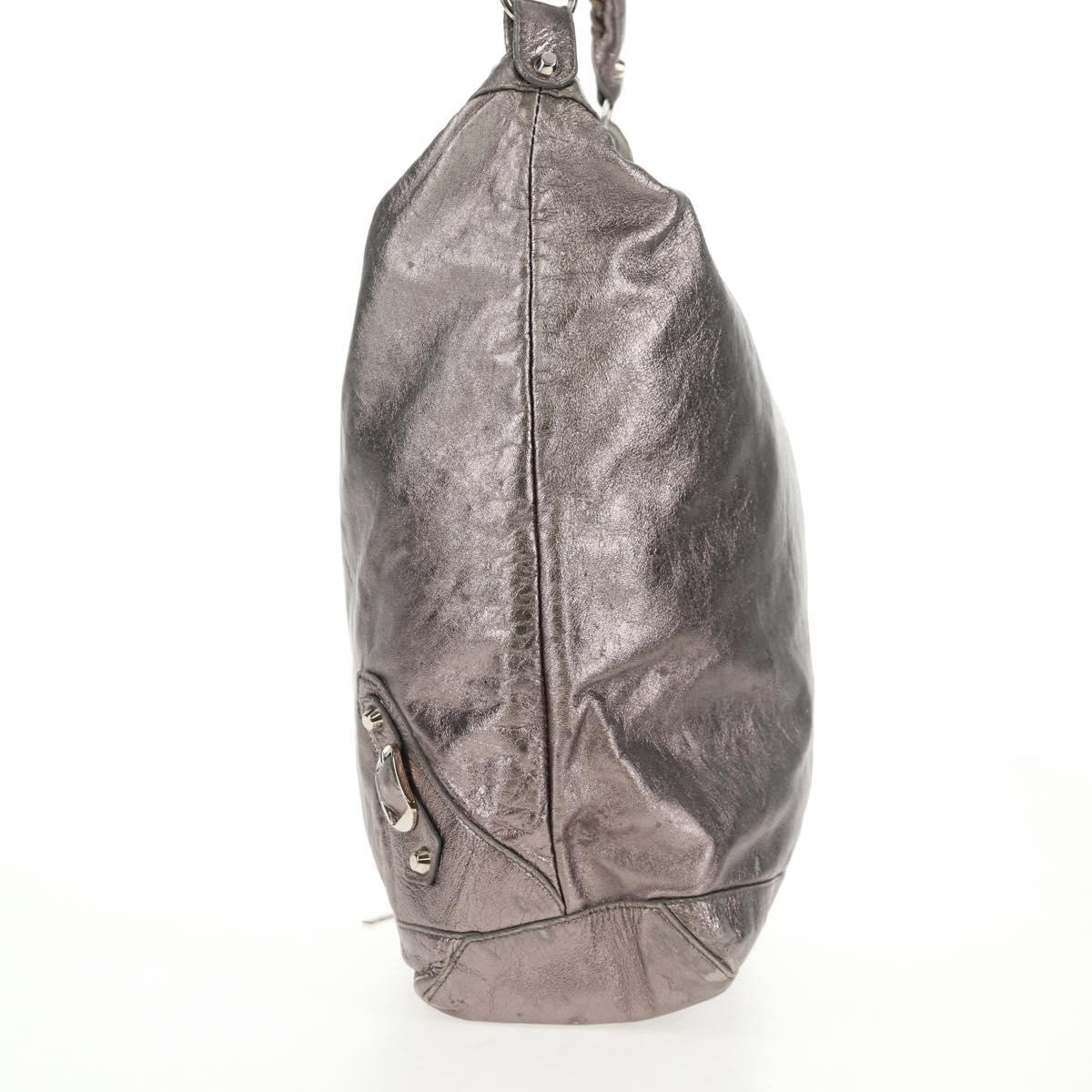 BALENCIAGA The Day Shoulder Bag Leather Silver 140442 Auth 143787V