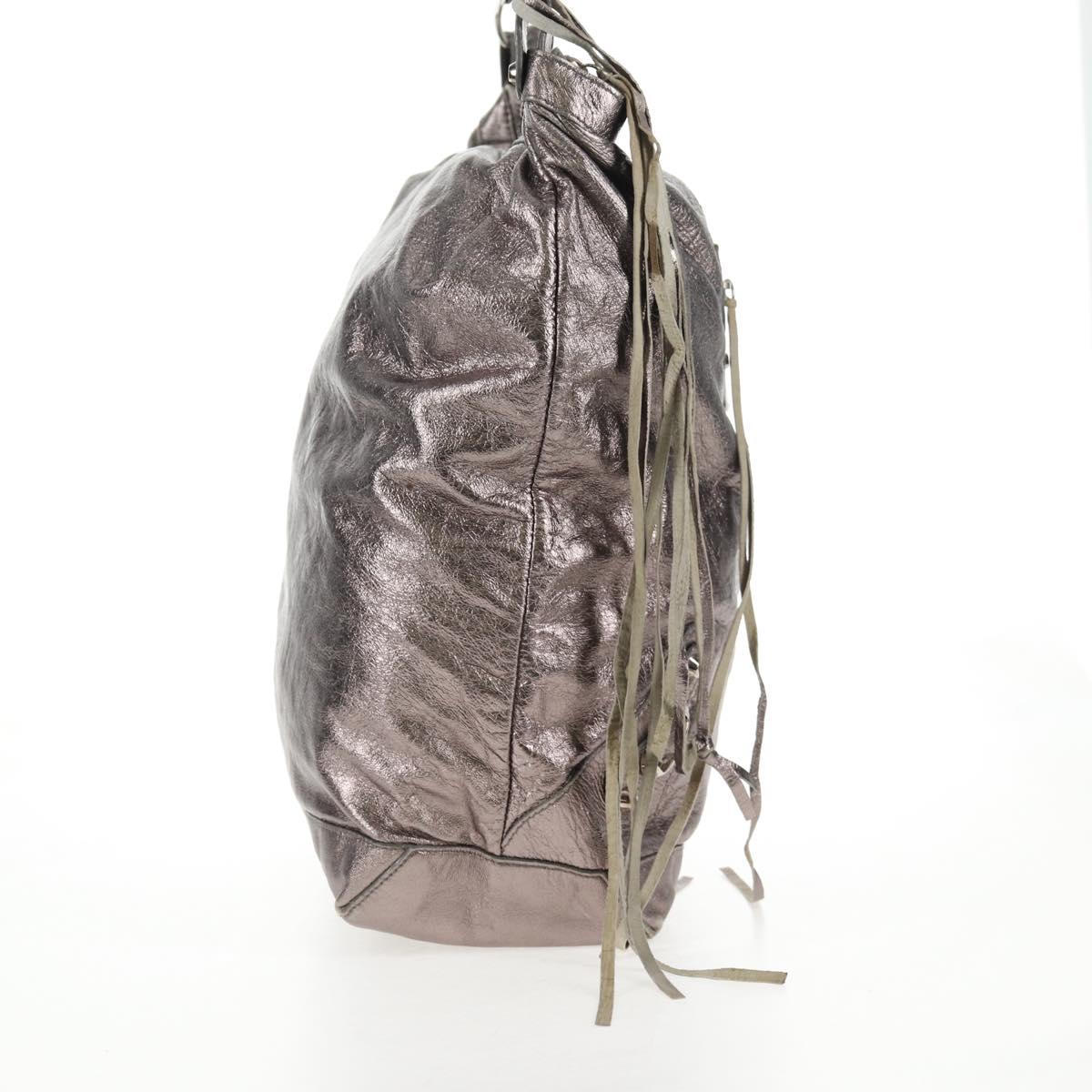 BALENCIAGA The Day Shoulder Bag Leather Silver 140442 Auth 143787V