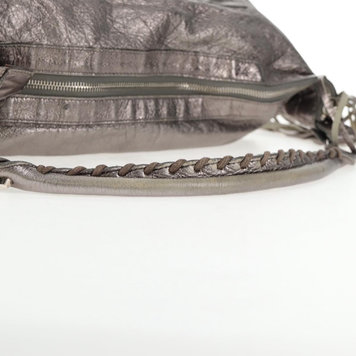 BALENCIAGA The Day Shoulder Bag Leather Silver 140442 Auth 143787V