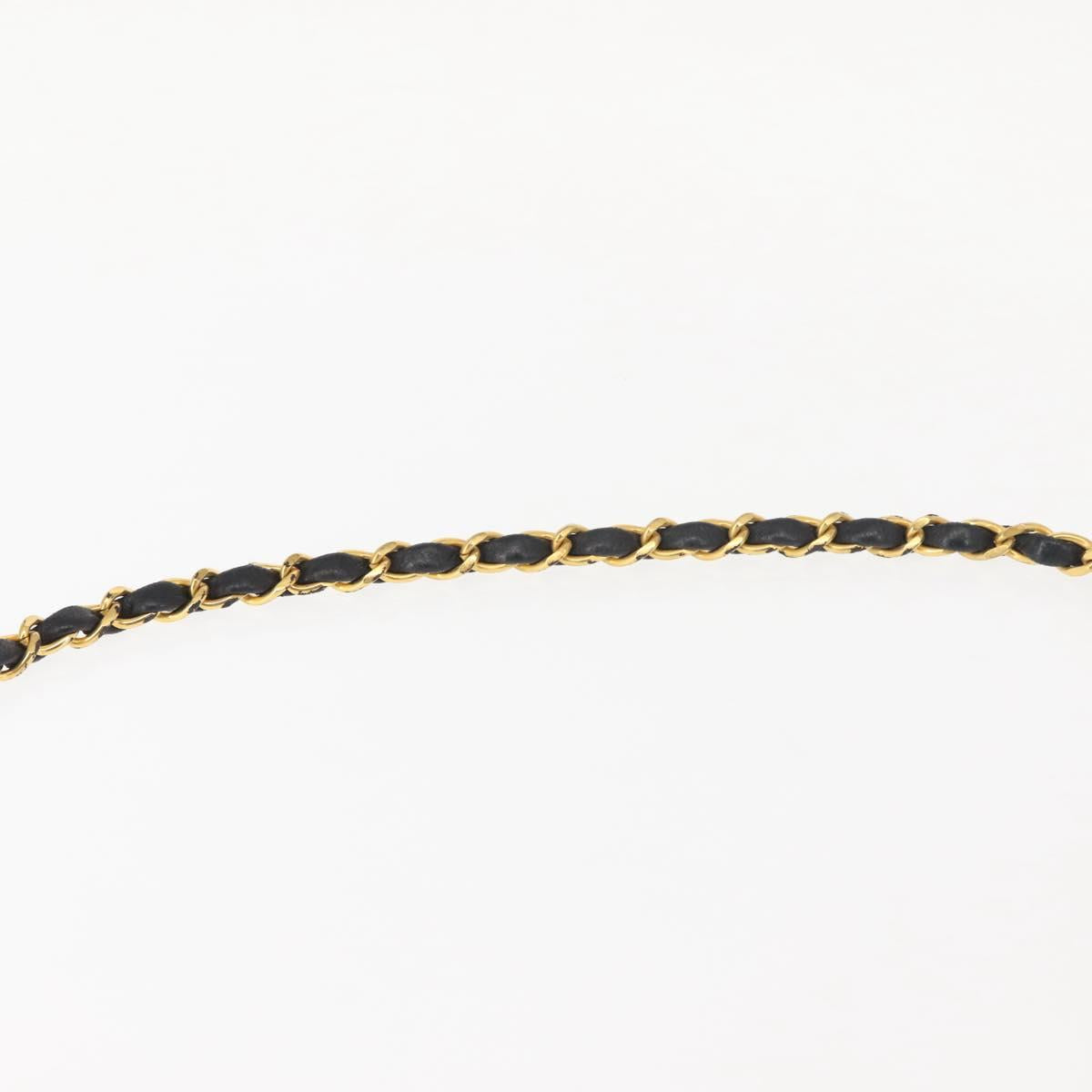 CHANEL Chain Shoulder Bag Lamb Skin Black Gold CC Auth 143810