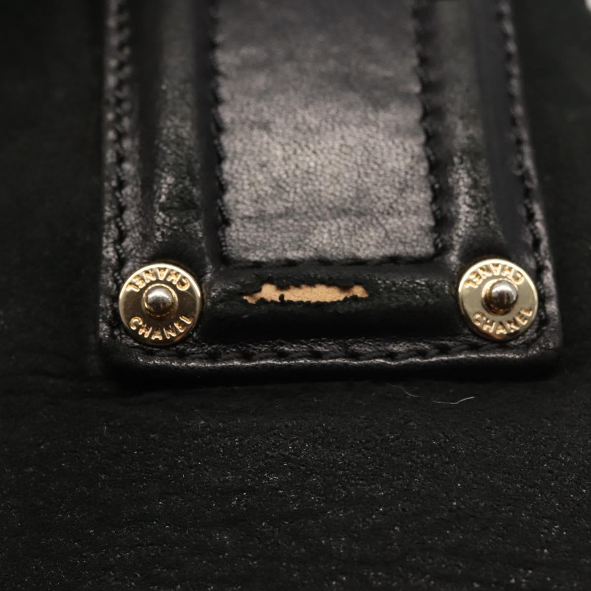 CHANEL Hand Bag Mouton Black Gold CC Auth 143816